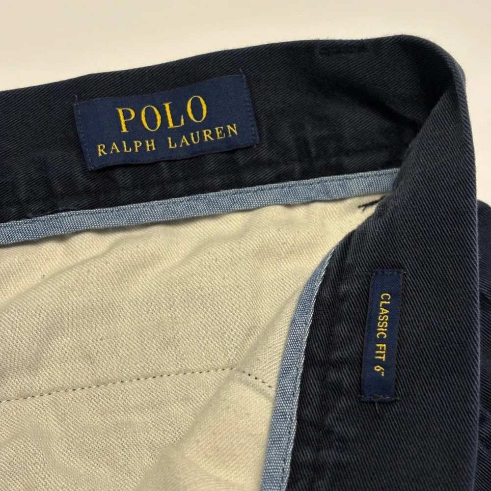 Polo Ralph Lauren Chino Shorts Mens 35 Navy Blue Classic Fit 6